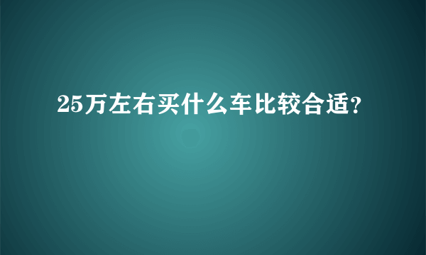 25万左右买什么车比较合适？