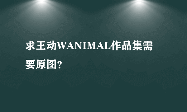 求王动WANIMAL作品集需要原图？