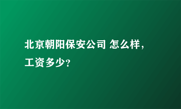 北京朝阳保安公司 怎么样，工资多少？