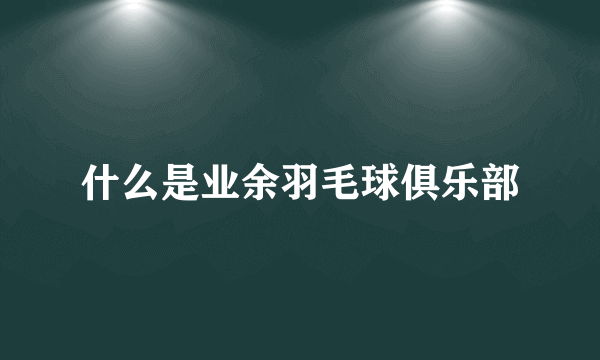 什么是业余羽毛球俱乐部