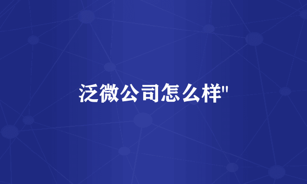泛微公司怎么样