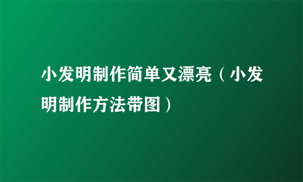 小发明制作简单又漂亮（小发明制作方法带图）