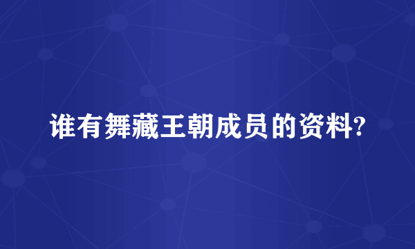 谁有舞藏王朝成员的资料?