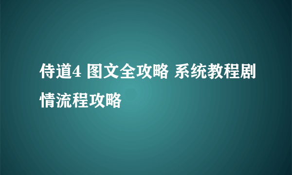 侍道4 图文全攻略 系统教程剧情流程攻略