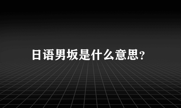 日语男坂是什么意思？