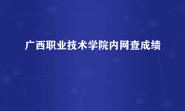 广西职业技术学院内网查成绩
