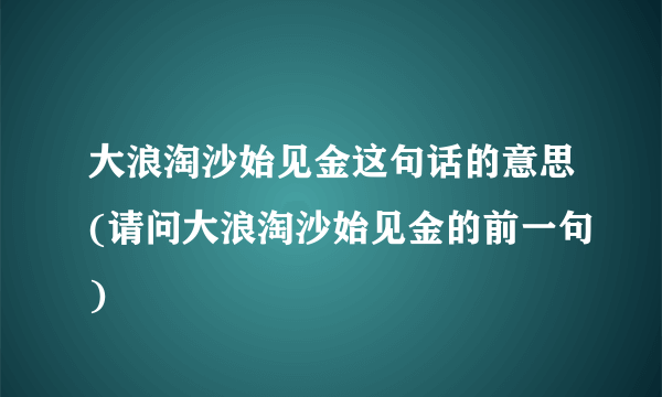 大浪淘沙始见金这句话的意思(请问大浪淘沙始见金的前一句)
