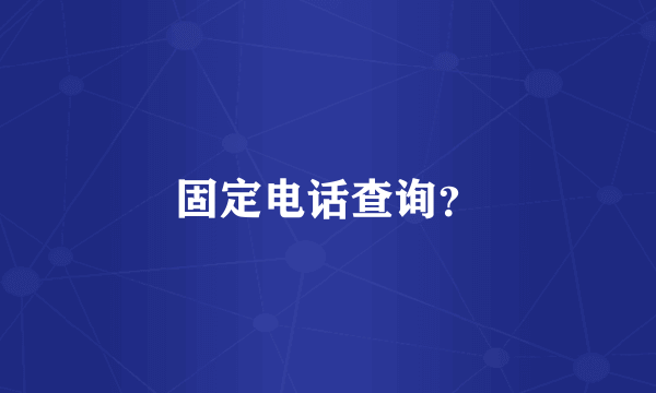 固定电话查询？