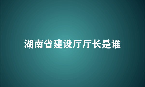 湖南省建设厅厅长是谁
