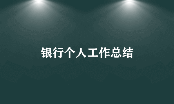 银行个人工作总结