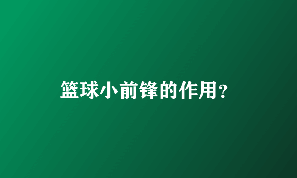 篮球小前锋的作用？