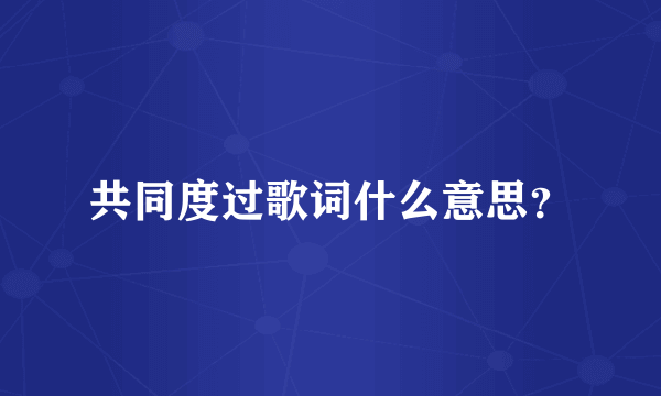 共同度过歌词什么意思？