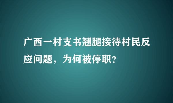 广西一村支书翘腿接待村民反应问题，为何被停职？