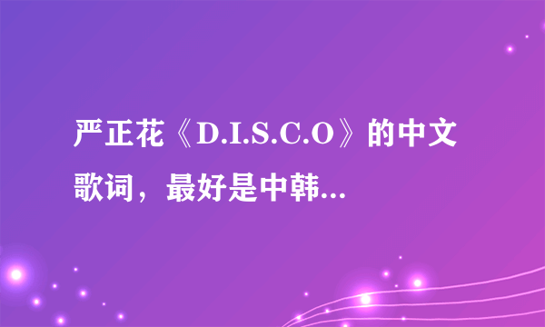 严正花《D.I.S.C.O》的中文歌词，最好是中韩歌词对应的…各位知道的回一下啊…