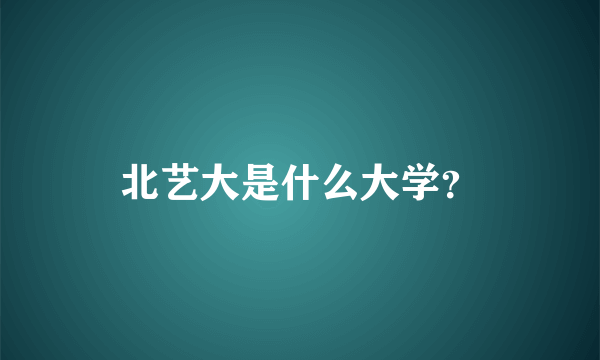 北艺大是什么大学？