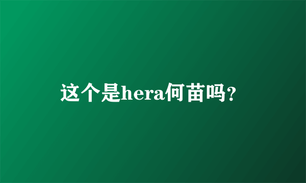 这个是hera何苗吗？