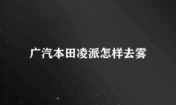 广汽本田凌派怎样去雾