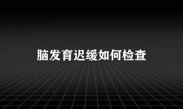 脑发育迟缓如何检查