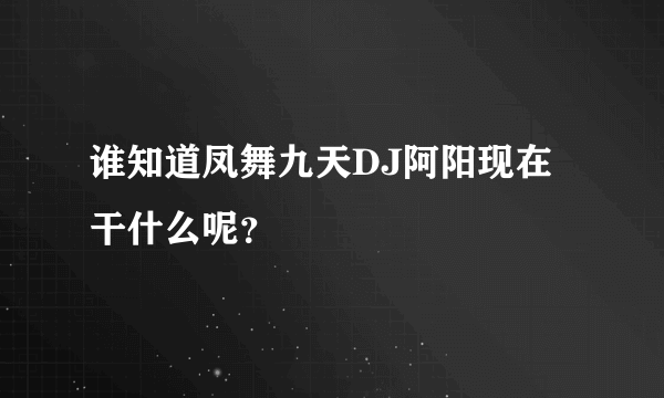 谁知道凤舞九天DJ阿阳现在干什么呢？