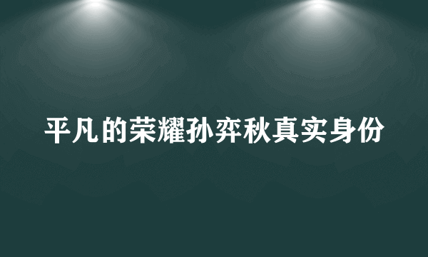 平凡的荣耀孙弈秋真实身份