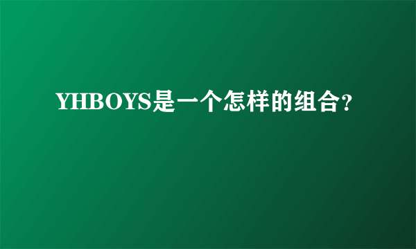 YHBOYS是一个怎样的组合？