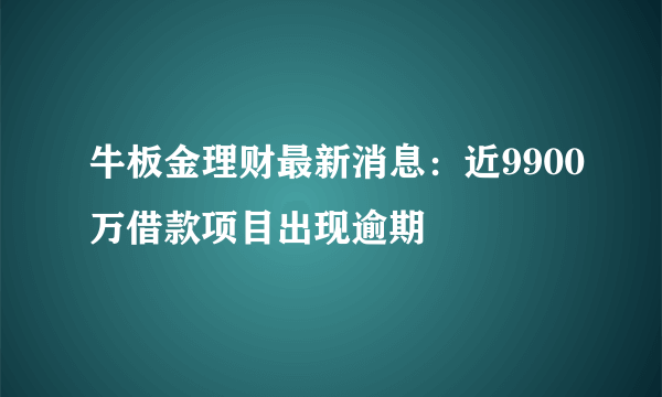 牛板金理财最新消息：近9900万借款项目出现逾期