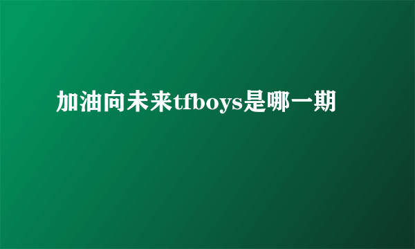 加油向未来tfboys是哪一期
