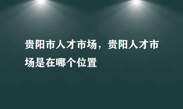 贵阳市人才市场，贵阳人才市场是在哪个位置