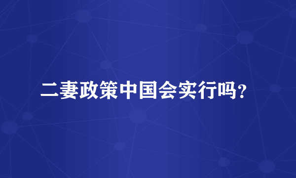 二妻政策中国会实行吗？