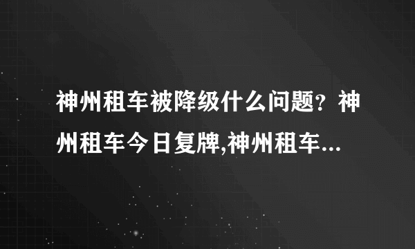 神州租车被降级什么问题？神州租车今日复牌,神州租车宝沃加92还是95