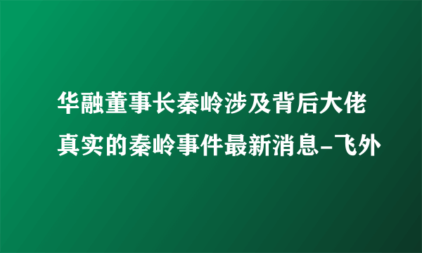 华融董事长秦岭涉及背后大佬真实的秦岭事件最新消息-飞外