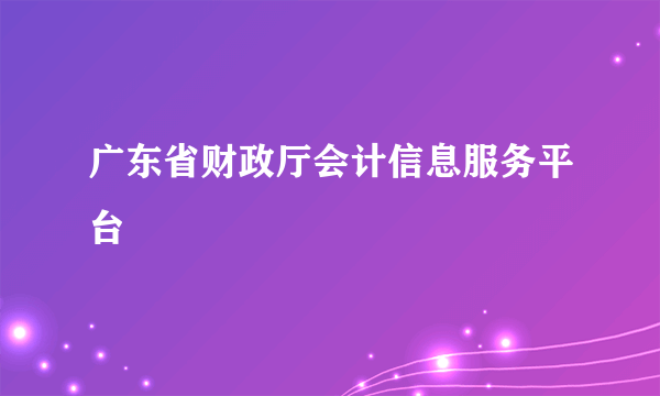 广东省财政厅会计信息服务平台