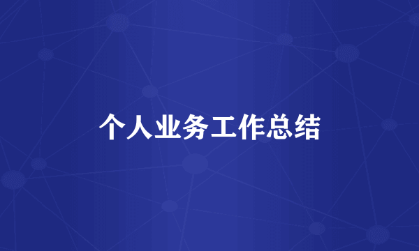 个人业务工作总结