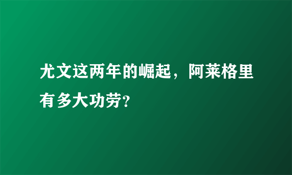 尤文这两年的崛起，阿莱格里有多大功劳？
