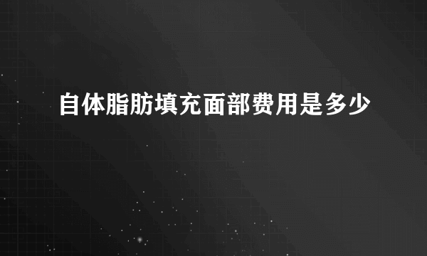 自体脂肪填充面部费用是多少