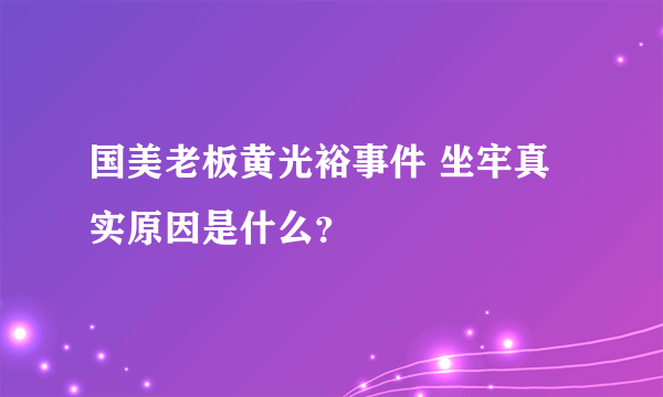 国美老板黄光裕事件 坐牢真实原因是什么？