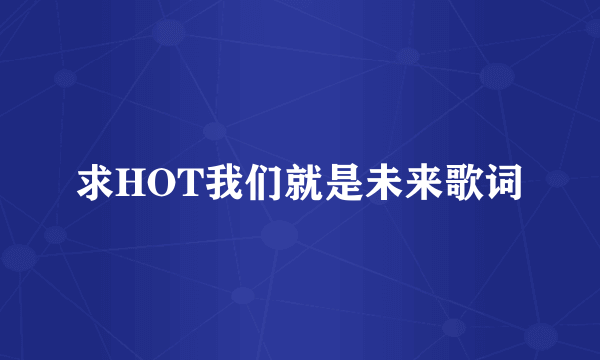 求HOT我们就是未来歌词