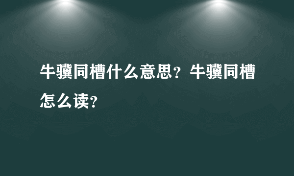 牛骥同槽什么意思？牛骥同槽怎么读？