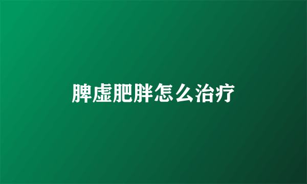 脾虚肥胖怎么治疗