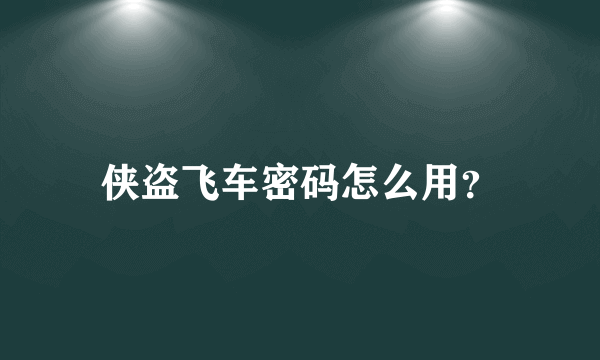侠盗飞车密码怎么用？