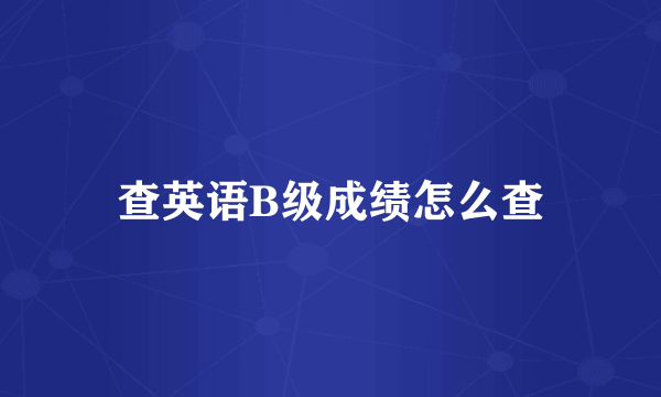 查英语B级成绩怎么查
