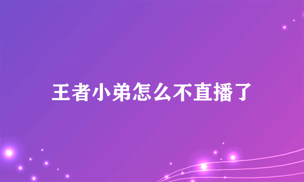 王者小弟怎么不直播了