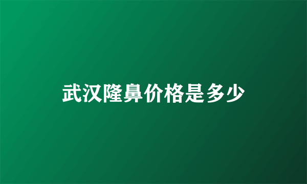 武汉隆鼻价格是多少