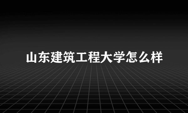 山东建筑工程大学怎么样