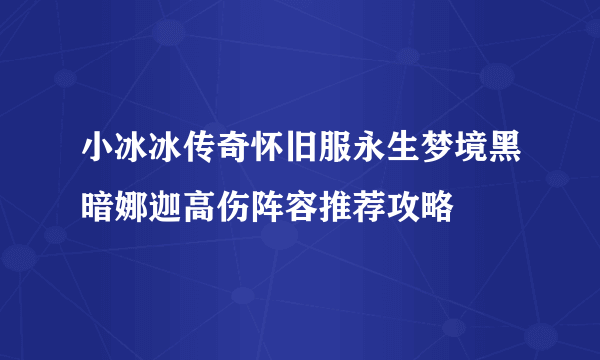 小冰冰传奇怀旧服永生梦境黑暗娜迦高伤阵容推荐攻略