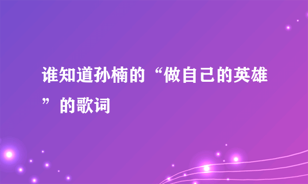 谁知道孙楠的“做自己的英雄”的歌词