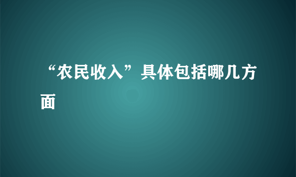 “农民收入”具体包括哪几方面
