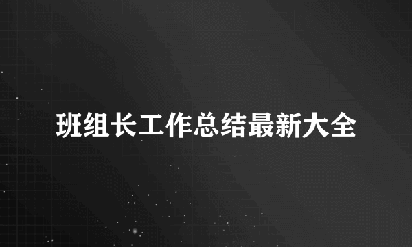 班组长工作总结最新大全