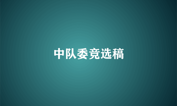 中队委竞选稿