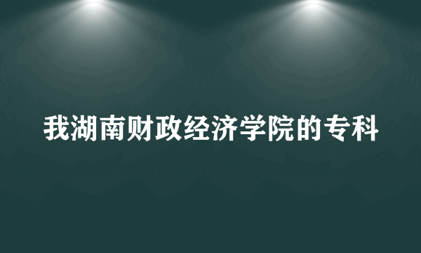 我湖南财政经济学院的专科